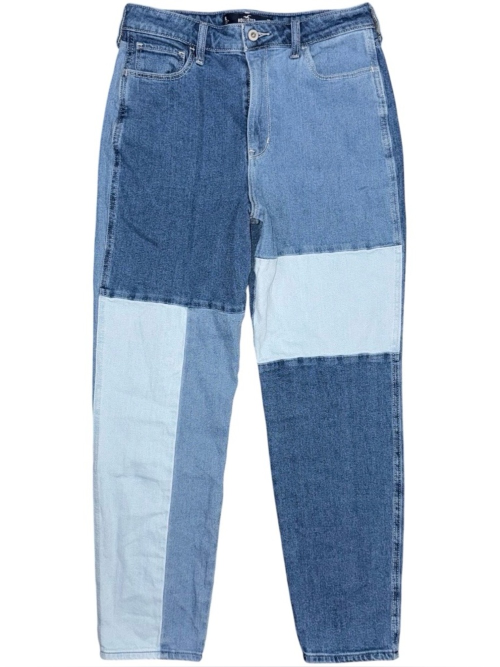 Hollister Patchwork Denim Mom Jeans Ultra High Rise 29x28.5 Women’s 9 LONG
